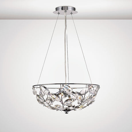 Galilea 39cm 4 Light Crystal Suspension Light - Polished Chrome