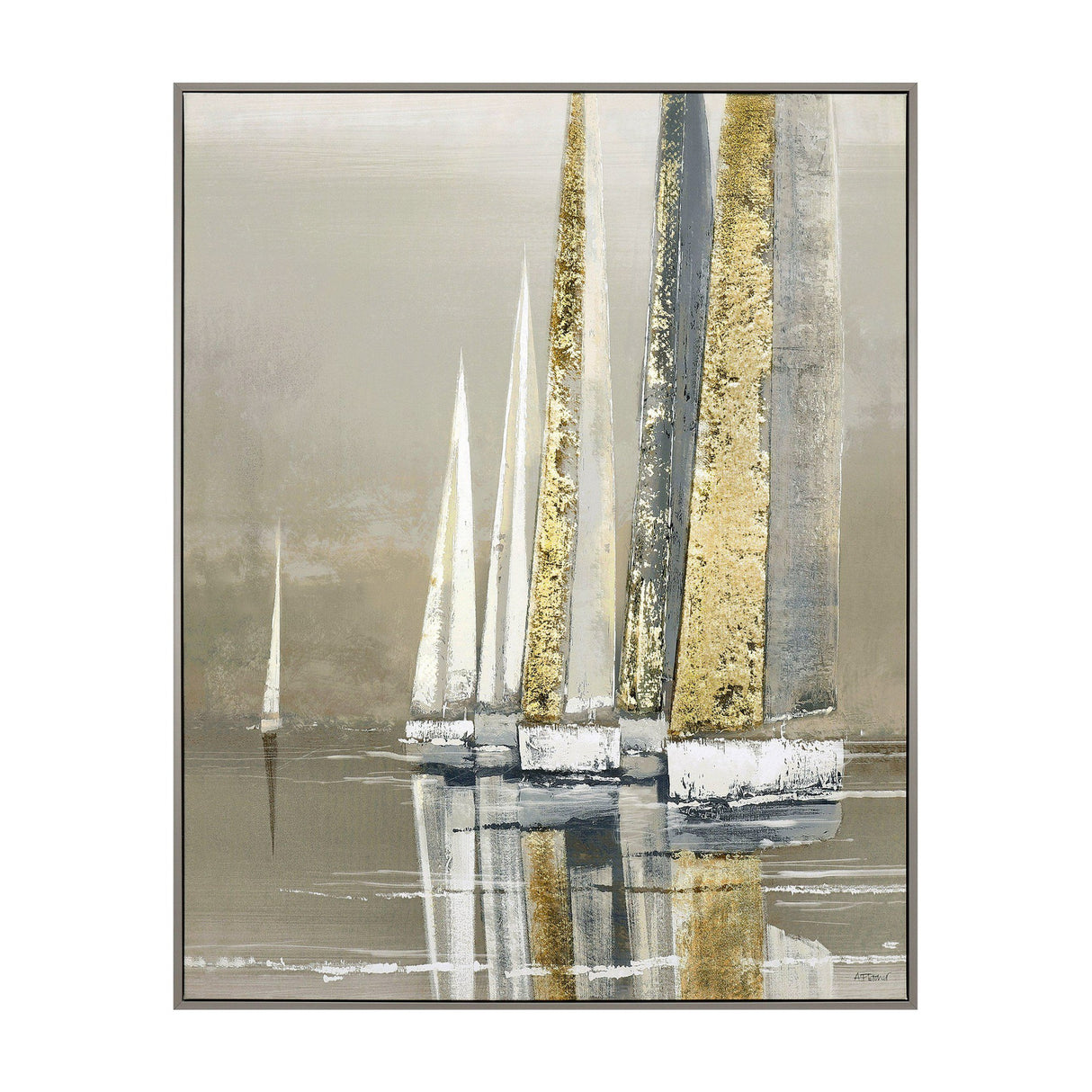 Golden Sails Framed Canvas Wall Art – Gold