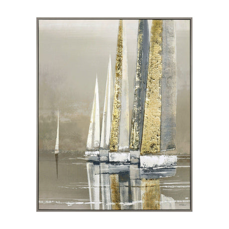 Golden Sails Framed Canvas Wall Art – Gold