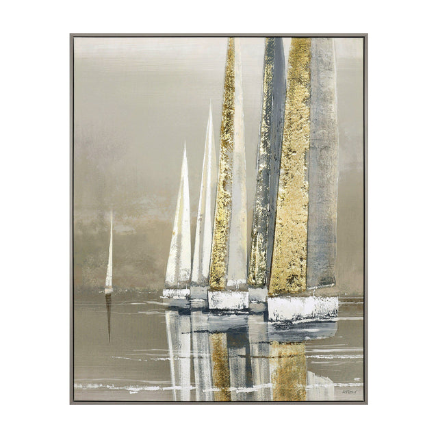 Golden Sails Framed Canvas Wall Art – Gold