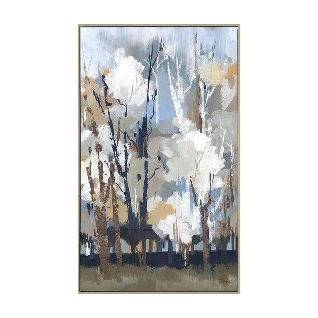 Silversong Birch Abstract Framed Canvas – Blue