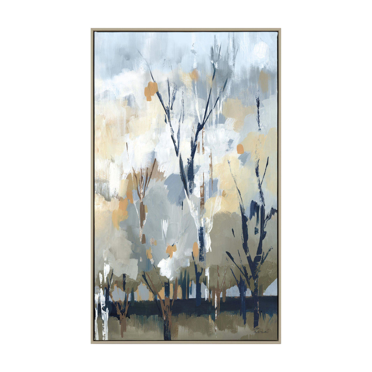 Silver Birch Blues Framed Canvas Wall Art – Blue