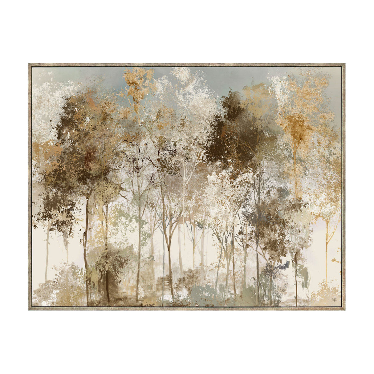 Copper Frost Framed Canvas Woodland Art – Gold