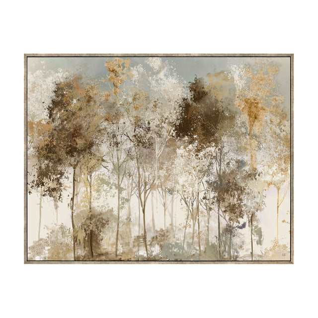Copper Frost Framed Canvas Woodland Art – Gold