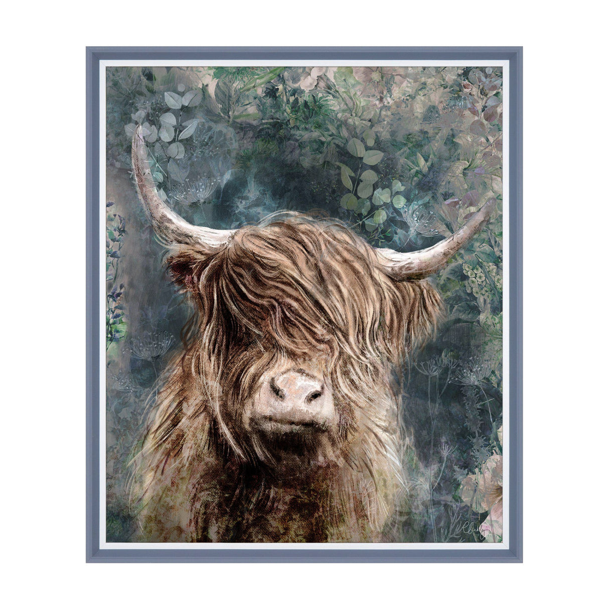 Dougal Highland Cow Framed Canvas – Brown