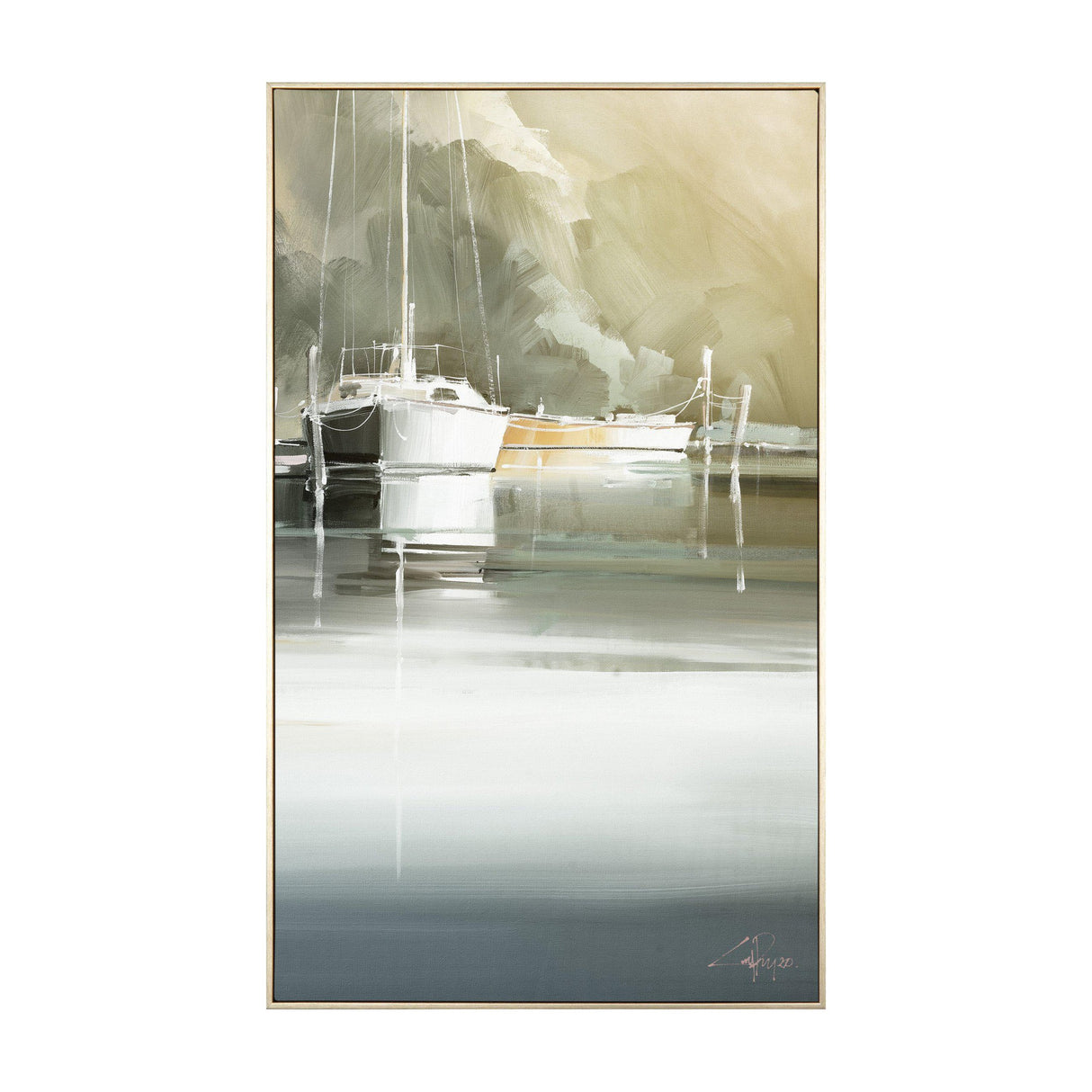 Marina Days Framed Canvas Wall Art – Grey