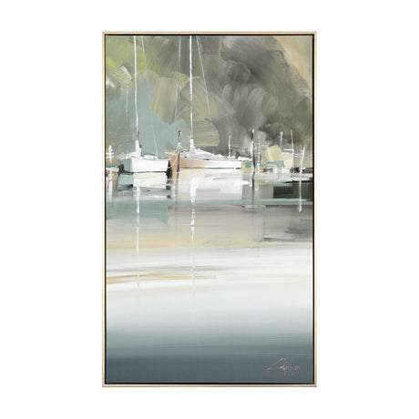Peaceful Mooring Framed Canvas Wall Art – Green