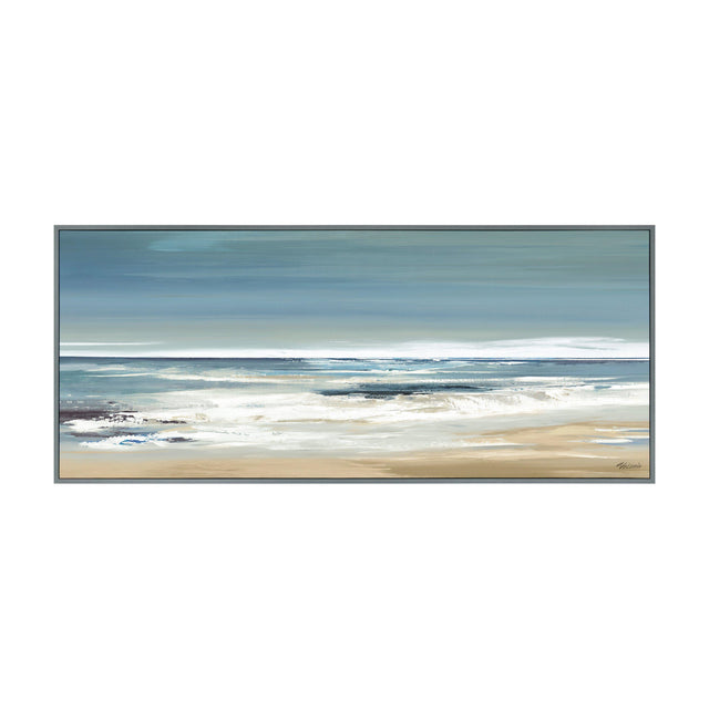 Along the Coastline Framed Canvas Wall Art – Blue