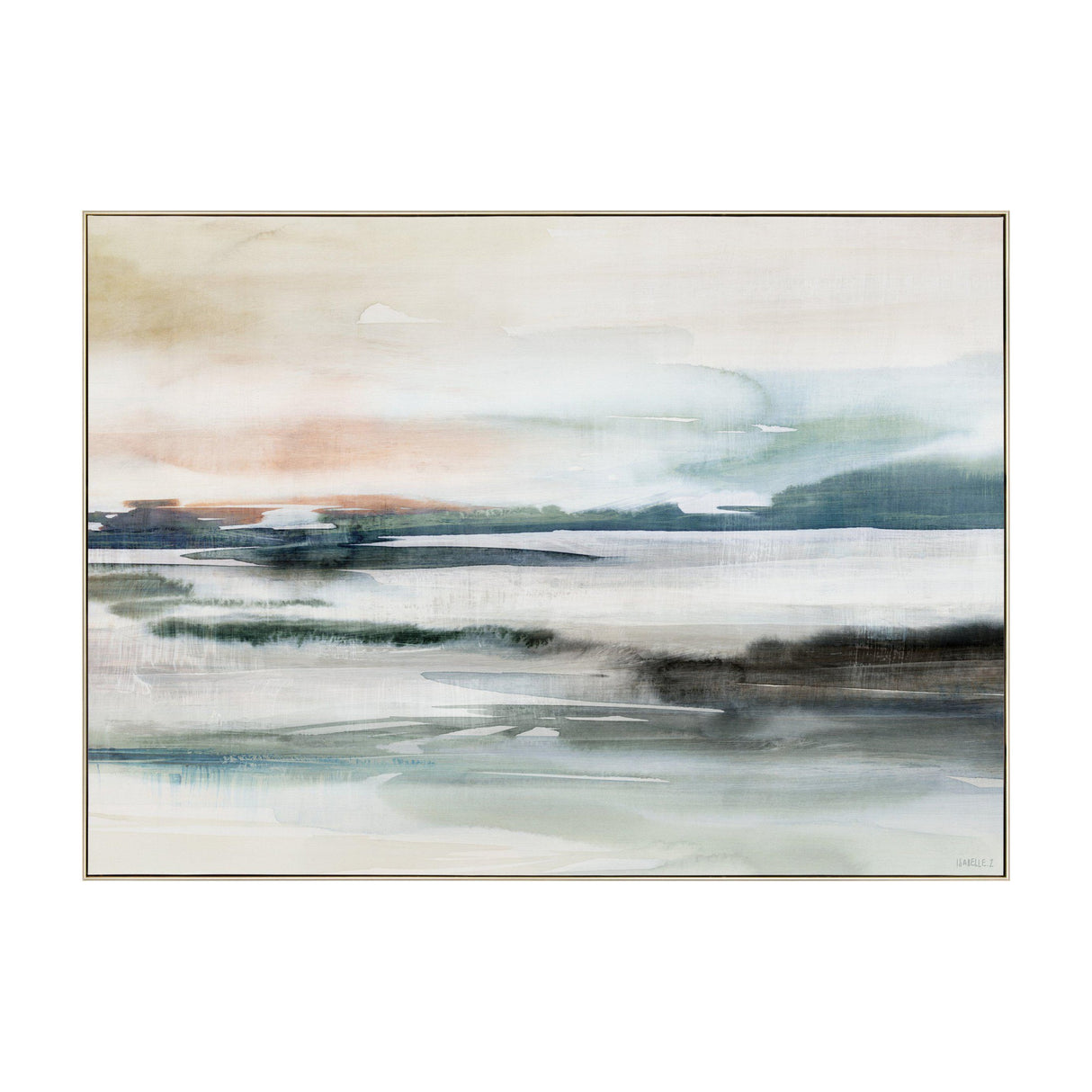 Illusion Watercolour Landscape Framed Canvas – Green