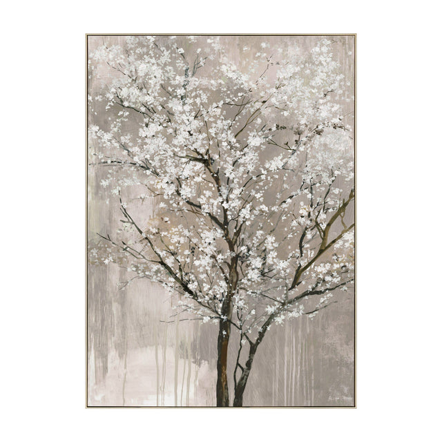 Blossom Breeze Framed Canvas Wall Art – Neutral Grey
