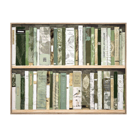 Anthology Bookshelf Framed Canvas – Green