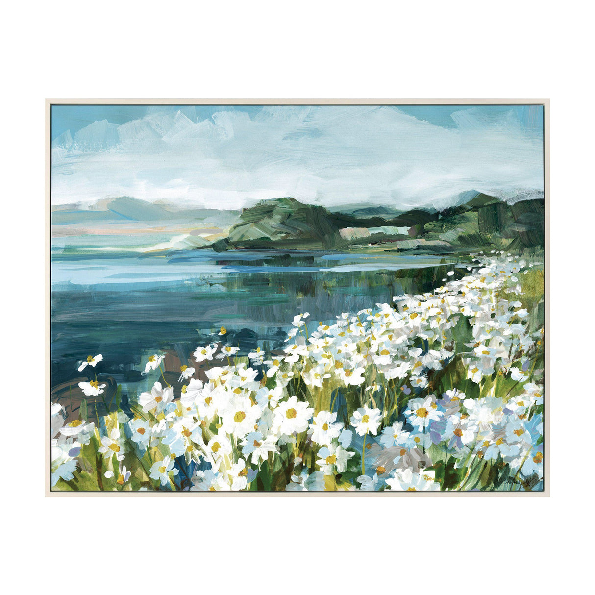 Wild Daisy Bay Framed Canvas – Blue