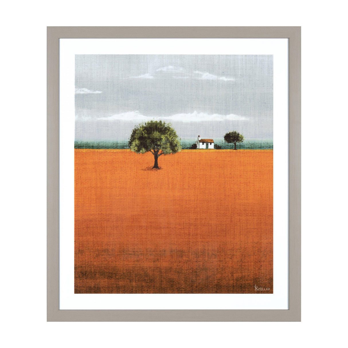 Evening Glow Framed Landscape Art – Orange
