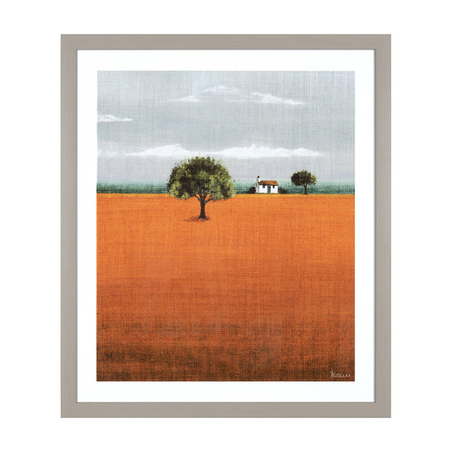 Evening Glow Framed Landscape Art – Orange