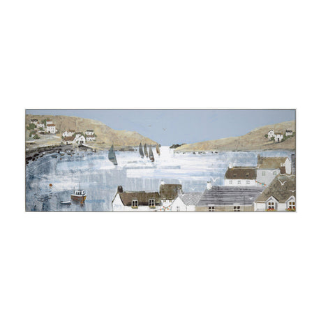Blue Bay View Framed Canvas – Blue