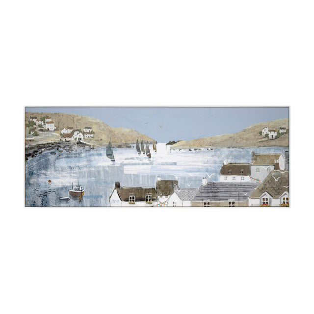 Blue Bay View Framed Canvas – Blue