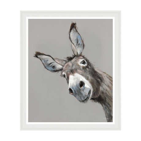 Reggie Framed Donkey Canvas Print – Grey