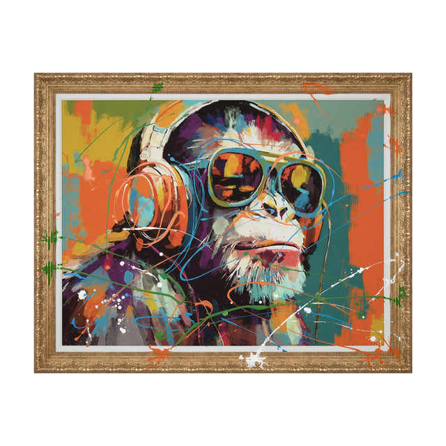 Chillin' Chimp Framed Canvas Wall Art – Multicoloured