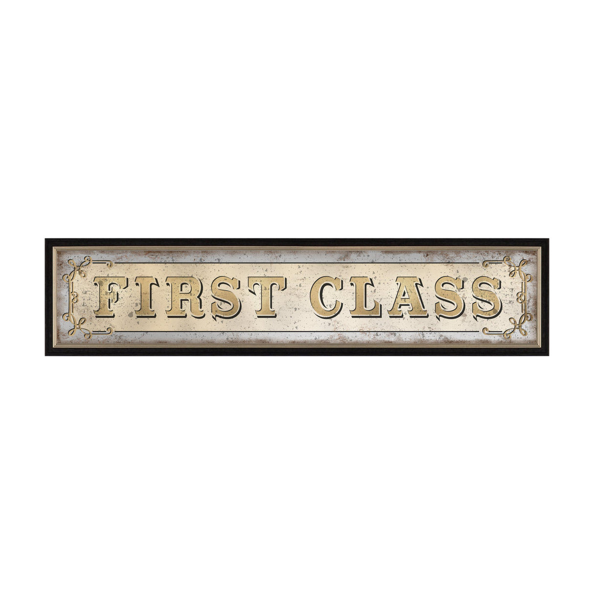 First Class Framed Mirrored Wall Art – Gold