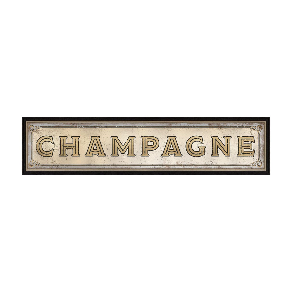 Champagne Framed Mirrored Sign – Gold