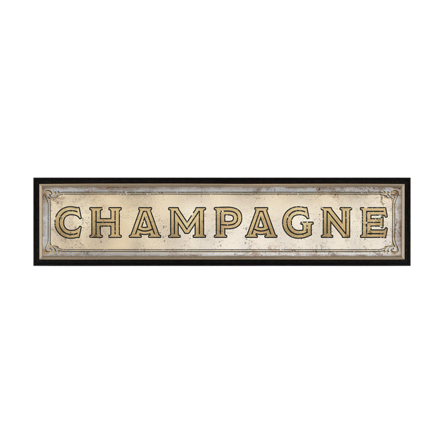 Champagne Framed Mirrored Sign – Gold