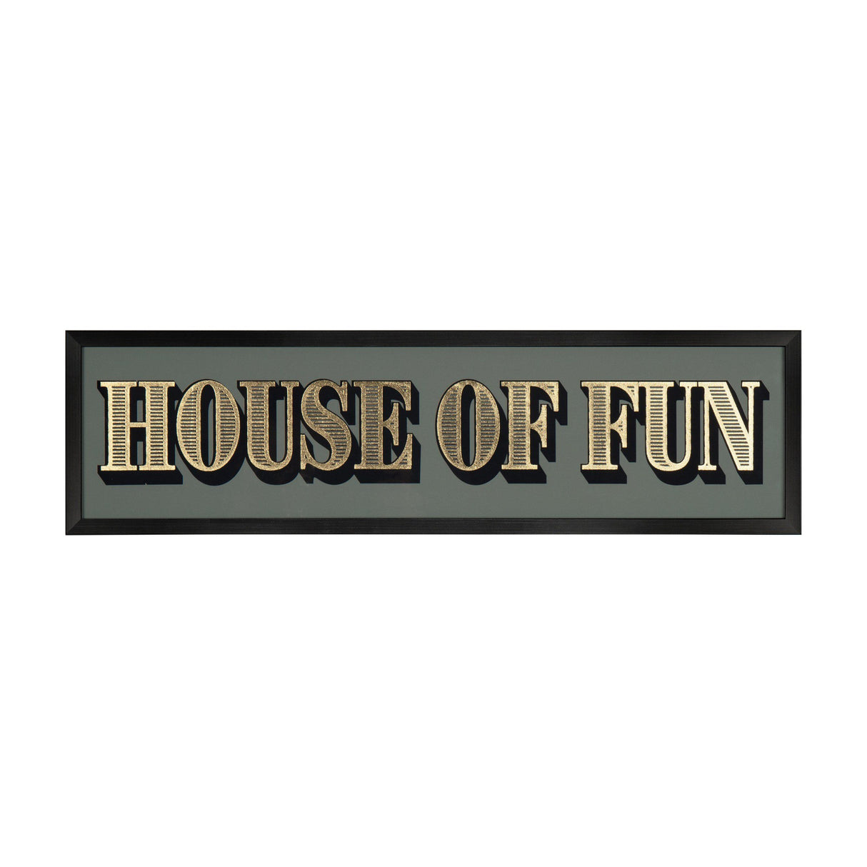 House of Fun Framed Typographic Wall Art – Grey