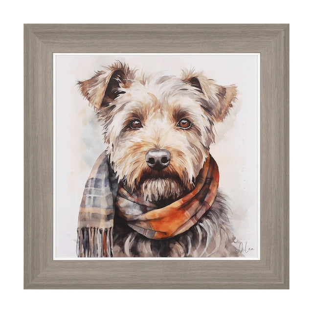 Teddy Framed Terrier Watercolour Print – Brown