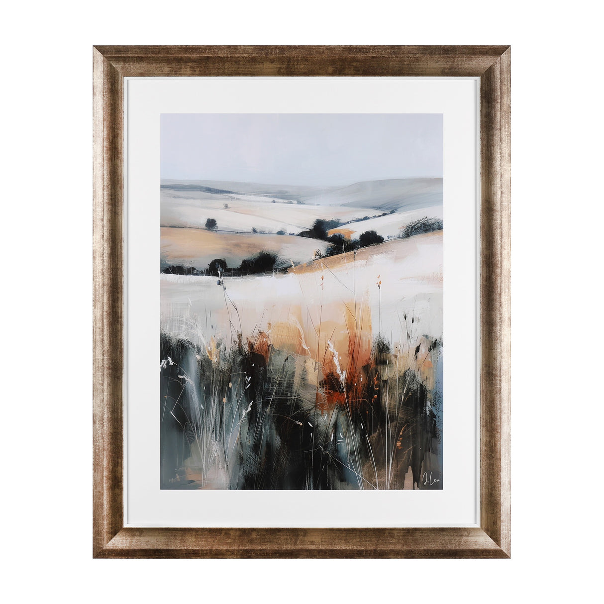 Autumnal Blaze Framed Landscape Art – Grey