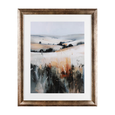 Autumnal Blaze Framed Landscape Art – Grey