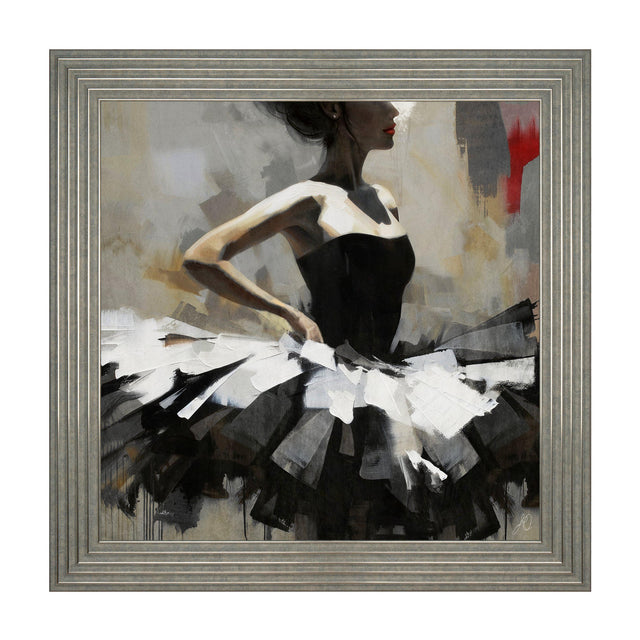 Poise Ballerina Framed Canvas – Black