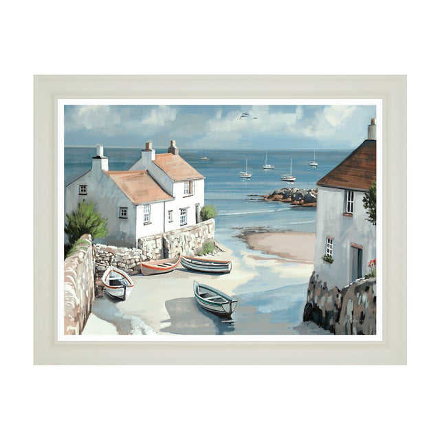 Calm Cove Framed Canvas – Blue