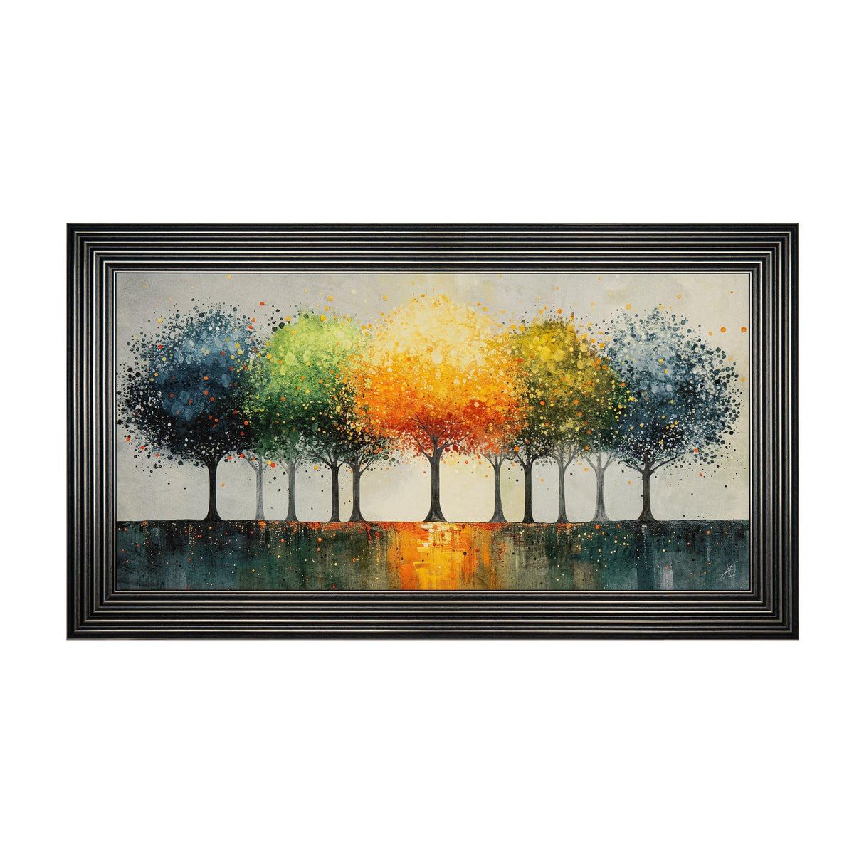 Vibrant Canopy Framed Canvas Wall Art – Multicoloured