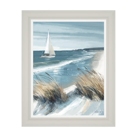 White Sails Framed Coastal Print – Blue