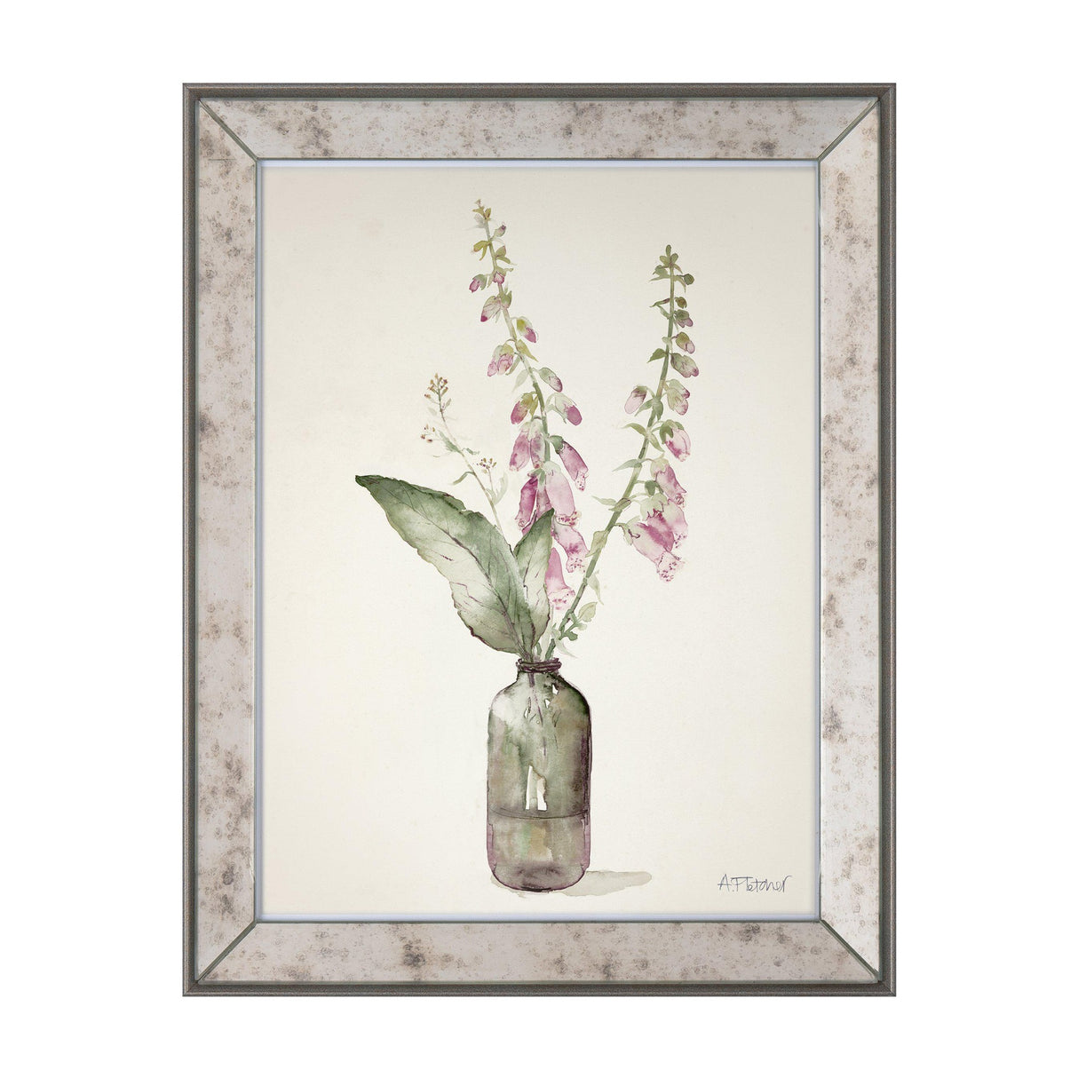 Foxgloves Watercolour Framed Wall Art – Pink