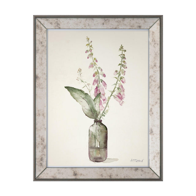 Foxgloves Watercolour Framed Wall Art – Pink