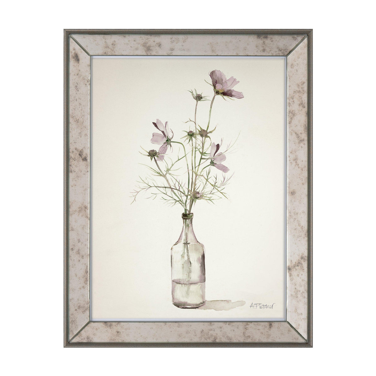 Cosmos Watercolour Framed Art – Lilac
