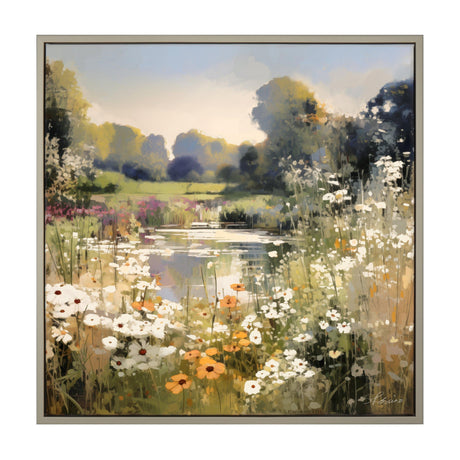 Wildflower Reflections Framed Canvas – Green