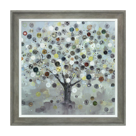 Watch Tree Framed Canvas Wall Art – Grey
