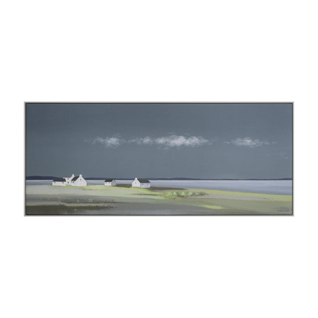 Days End Coastal Landscape Framed Canvas – Grey
