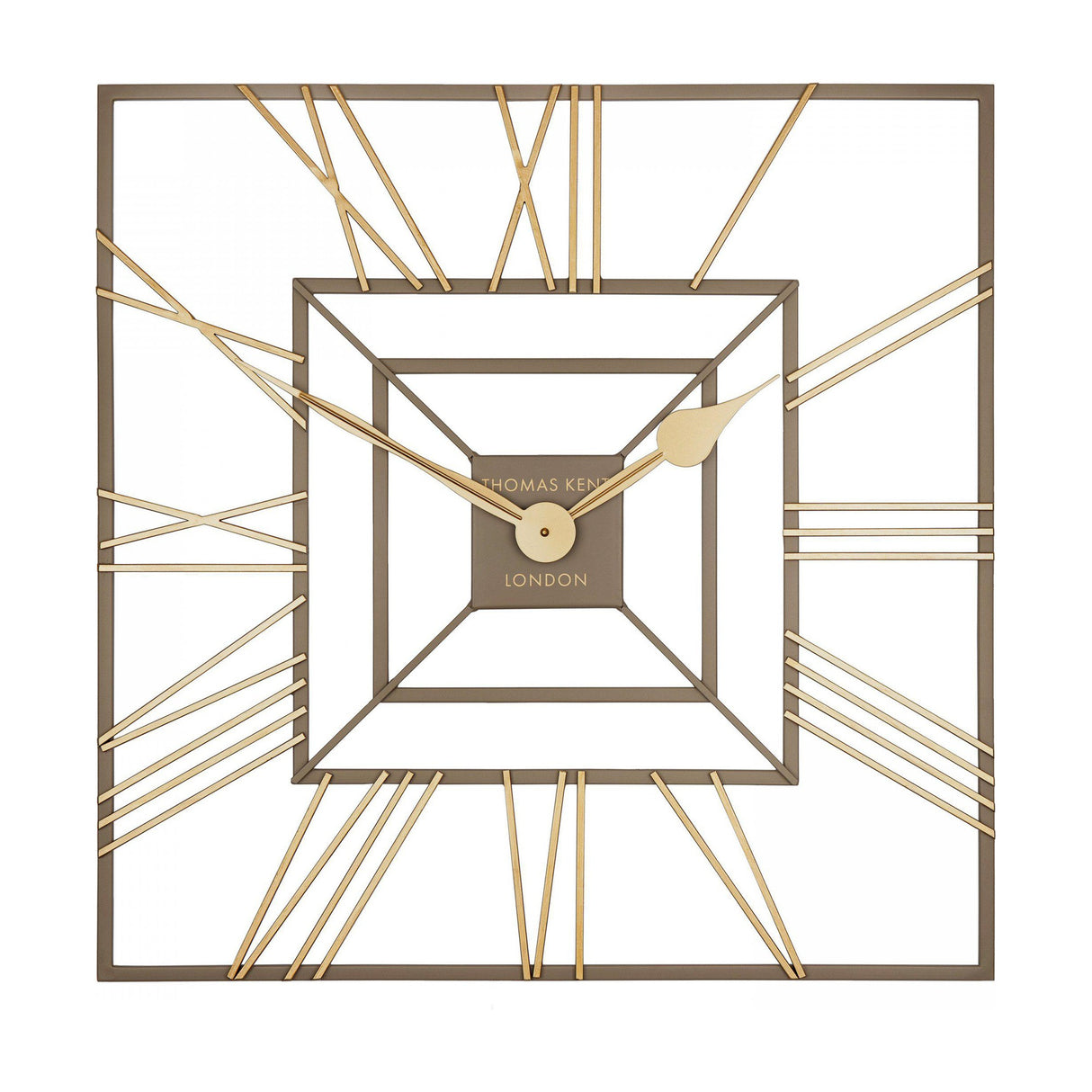 Summer House Square Skeleton Wall Clock 24in – Gold