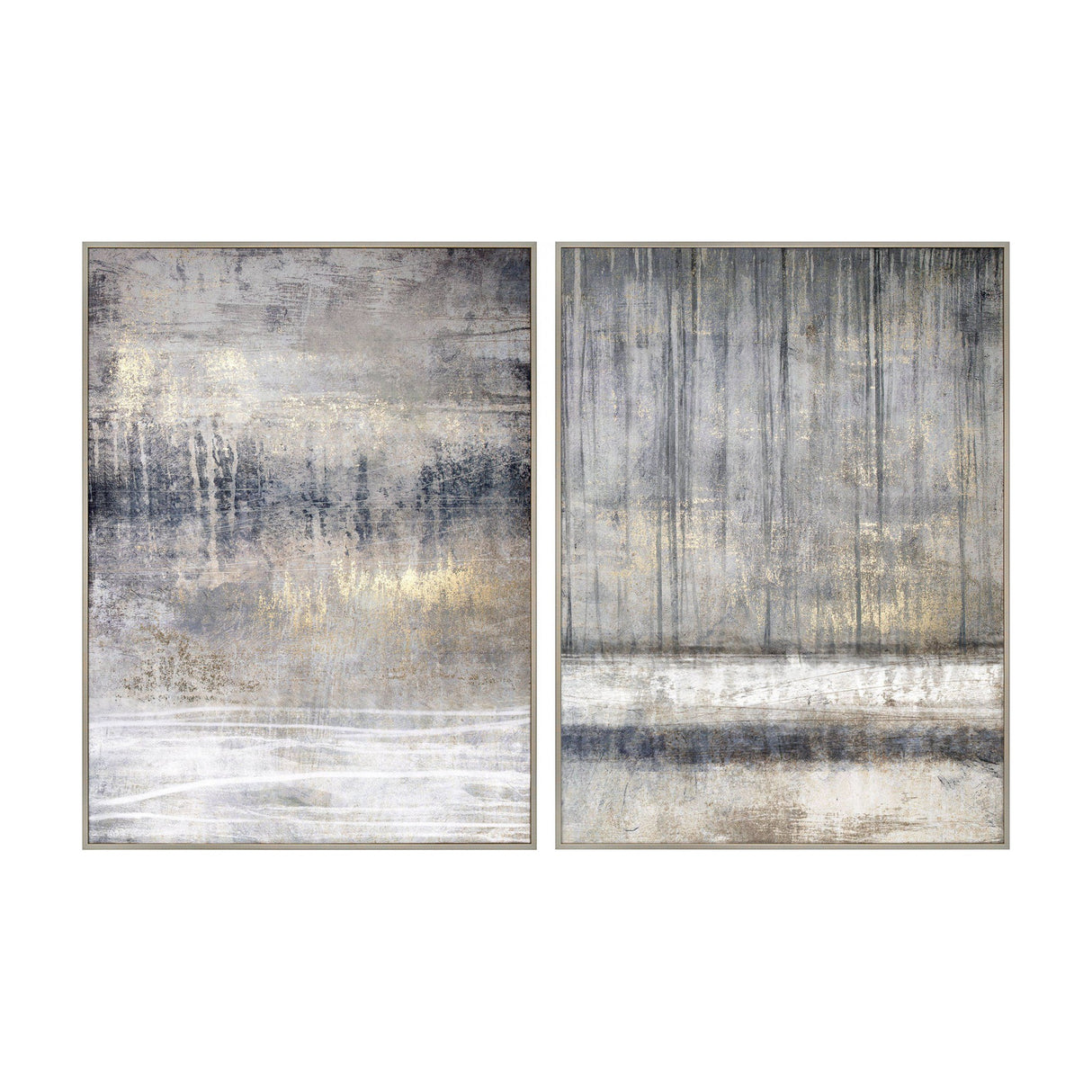Torrent Abstract Framed Canvas Set of 2 – Grey