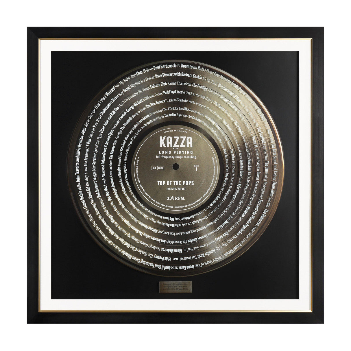 Top of the Pops Gold Disc Framed Art – Gold