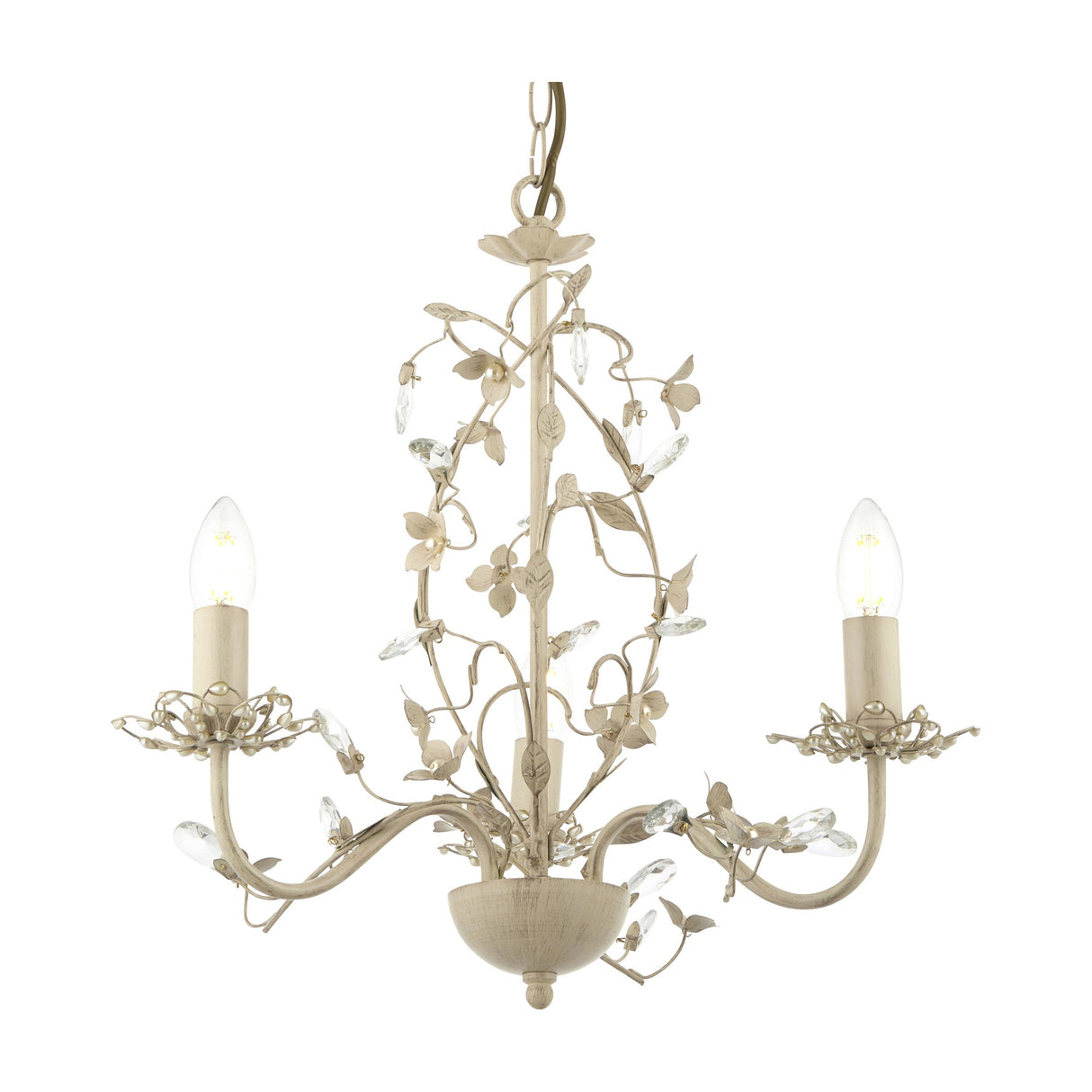 Lullaby Floral Chandelier 3 Light – Cream