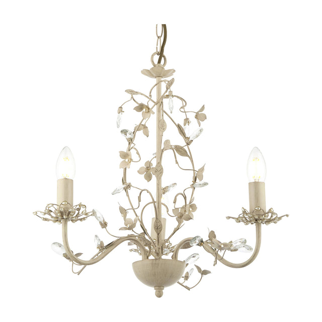 Lullaby Floral Chandelier 3 Light – Cream