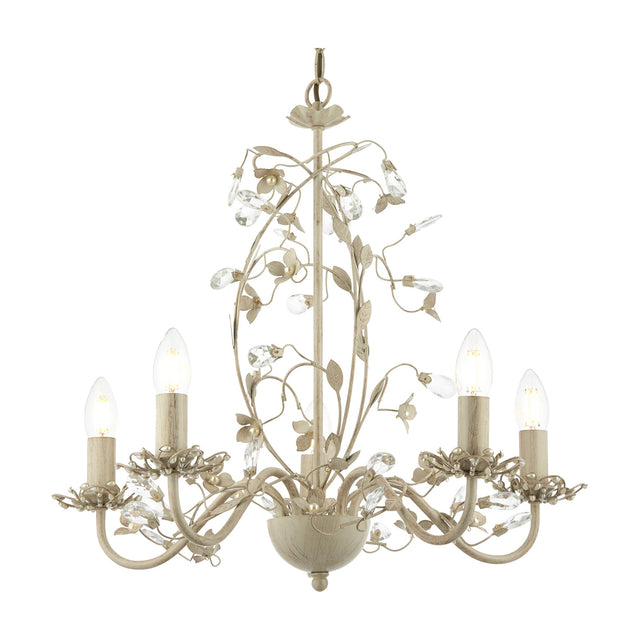 Lullaby Floral Chandelier 5 Light – Cream
