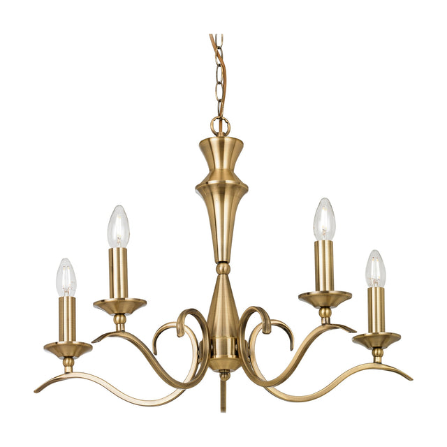 Kora 5 Light Chandelier – Antique Brass