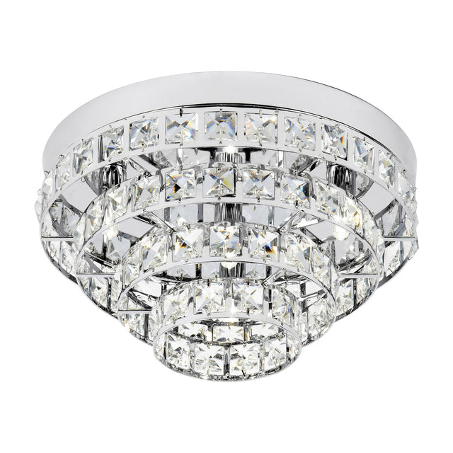 Motown Tiered Crystal Flush Ceiling Light – Chrome