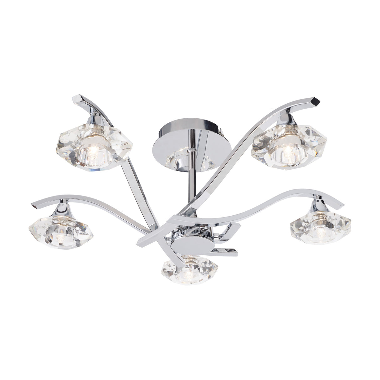 Langella Crystal Glass 5 Light Ceiling Lamp – Chrome