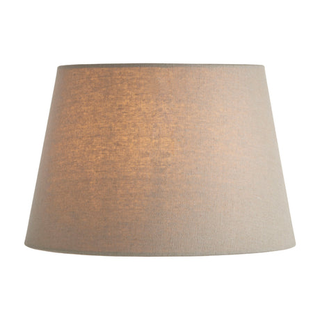 Gallery Direct Cirvenne tapered woven fabric lamp shade in soft grey with a drum-into-cone shape, shown on a plain white background.