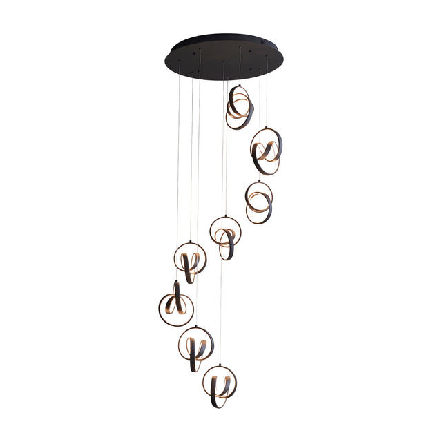 Cosma 8 Light LED Spiral Cluster Pendant – Black